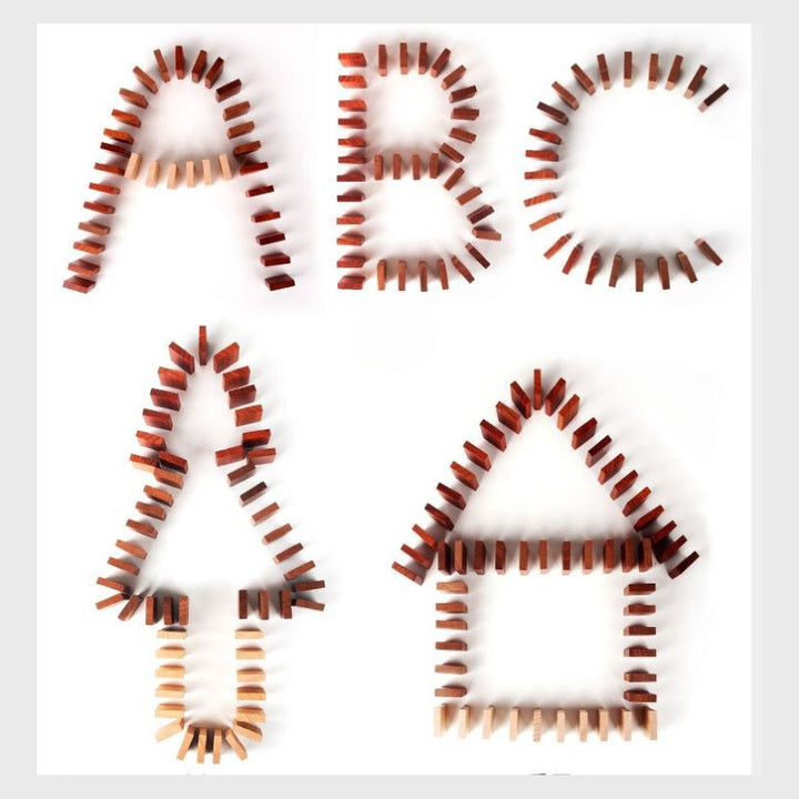 Natural Wood Domino Set with Creative Trigger Parts