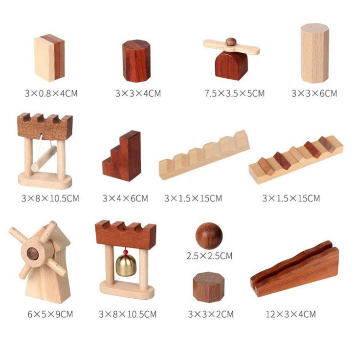 Natural Wood Domino Set with Creative Trigger Parts