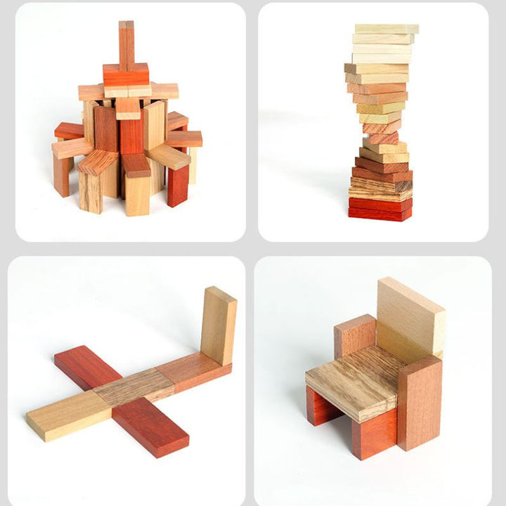 Natural Wood Domino Set with Creative Trigger Parts