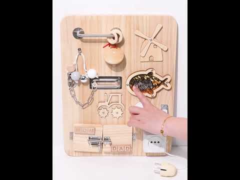 Montessori Sensory Board for Quiet Play - Natural Wood Busy Board