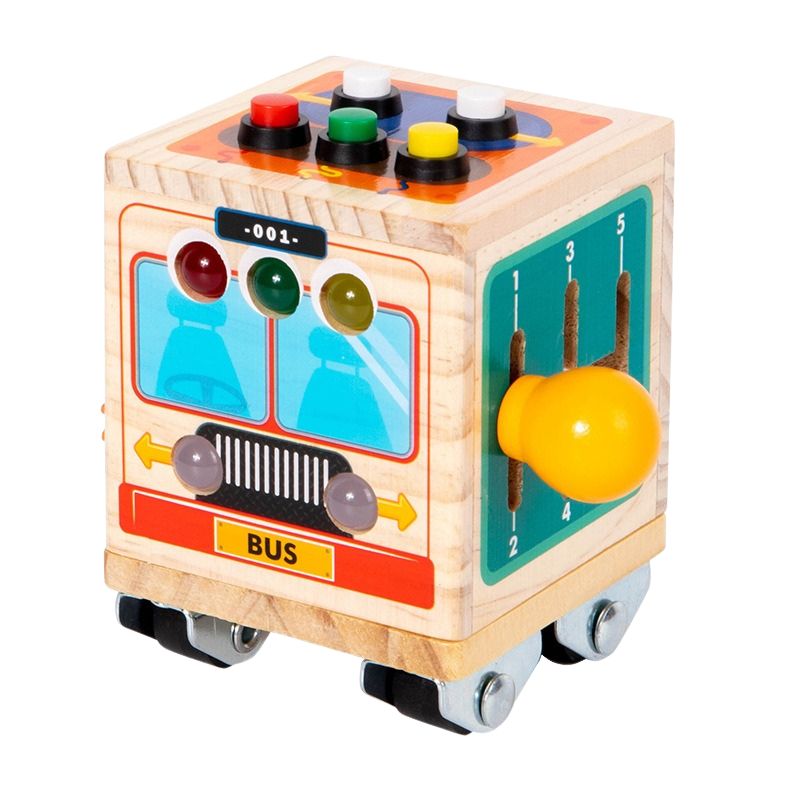 Wooden Bus Busy Cube Toy