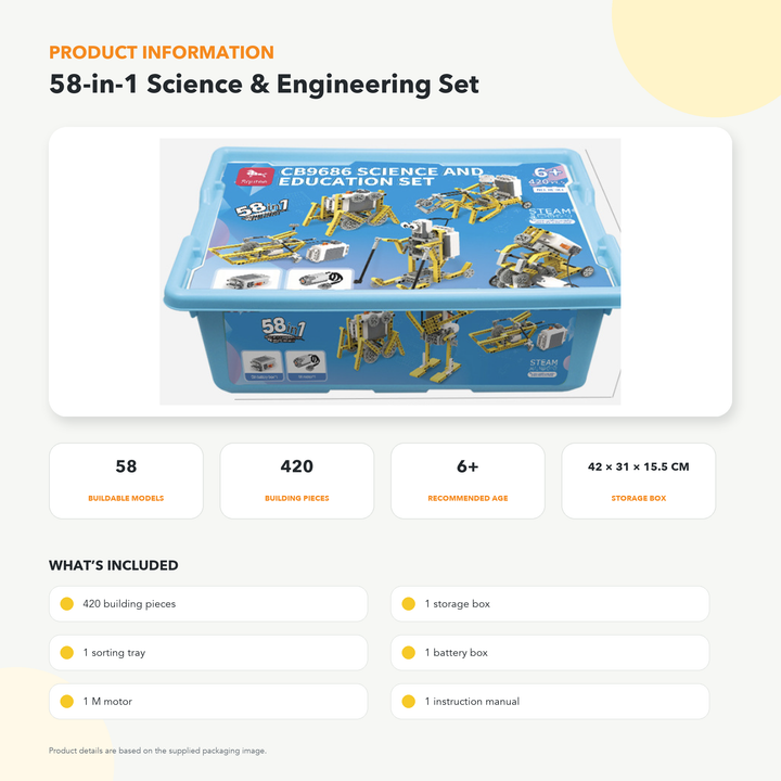 58-in-1 Motorised STEM Engineering Building Set – 420Pc