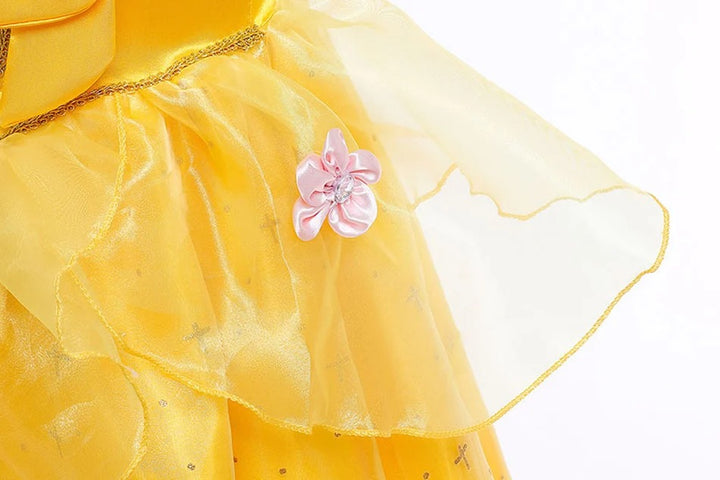 Girls Yellow Princess Belle Costume Cosplay Outfit for Kids Party