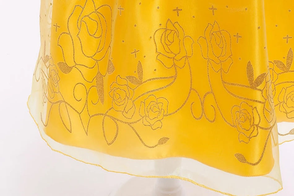 Girls Yellow Princess Belle Costume Cosplay Outfit for Kids Party