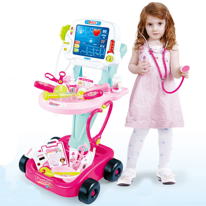 Kids Doctor Medical Cart Play Set with ECG Monitor & Light-Up Tools Pretend Play Doctor Kit
