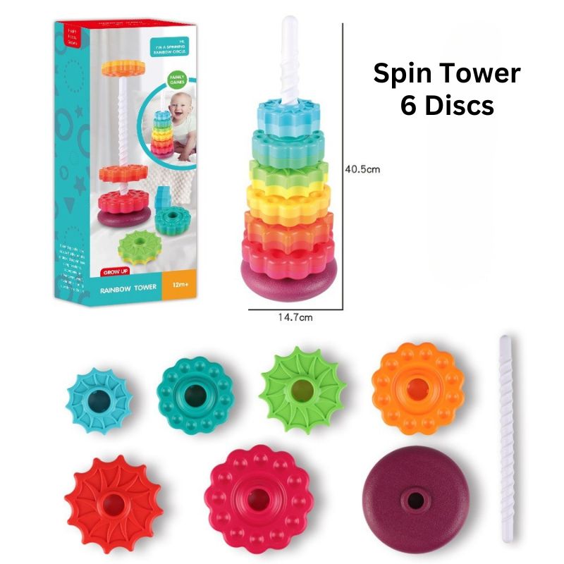 Stack Spinner Toy Rainbow Stack & Spin Tower Toy For Toddlers - Endless Interactive Fun ...