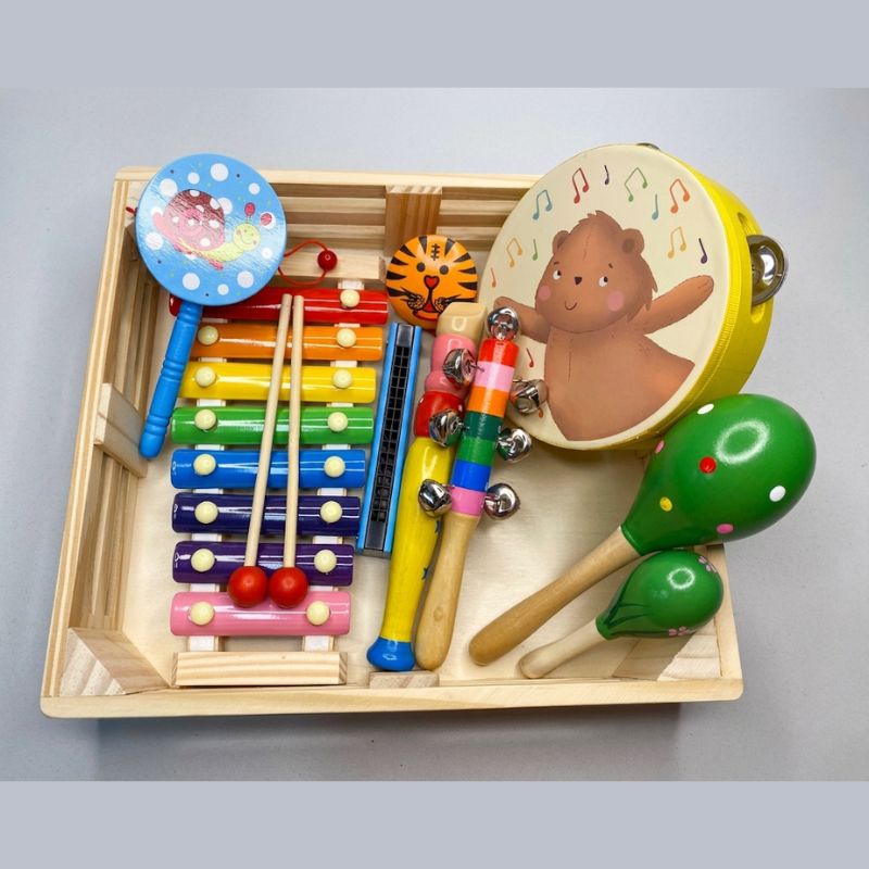 Kids Wooden Musical Instrument Set – Montessori Rhythm &amp; Sound Play Kit