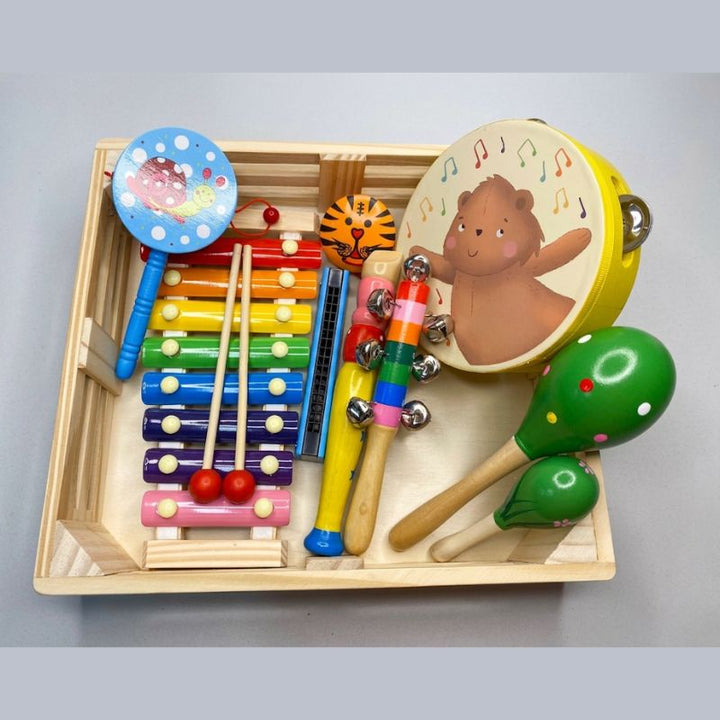 Kids Wooden Musical Instrument Set – Montessori Rhythm &amp; Sound Play Kit