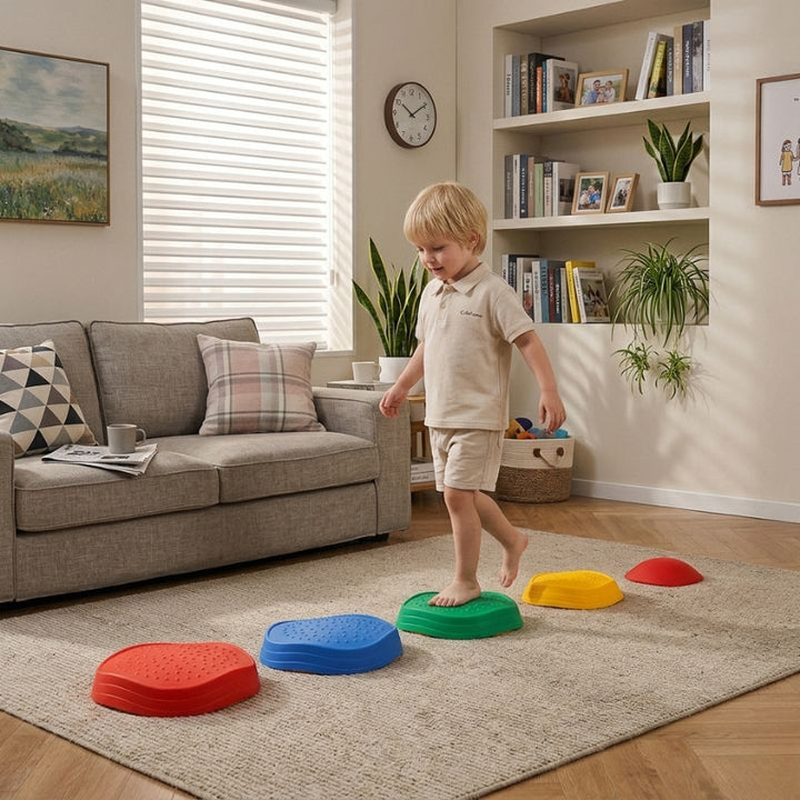 Kids Balance Stepping Stones Set – Sensory Texture Steppers (Crab &amp; Classic Designs)