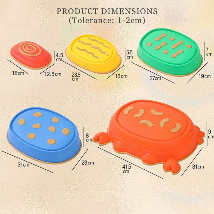 Kids Balance Stepping Stones Set – Sensory Texture Steppers (Crab &amp; Classic Designs)