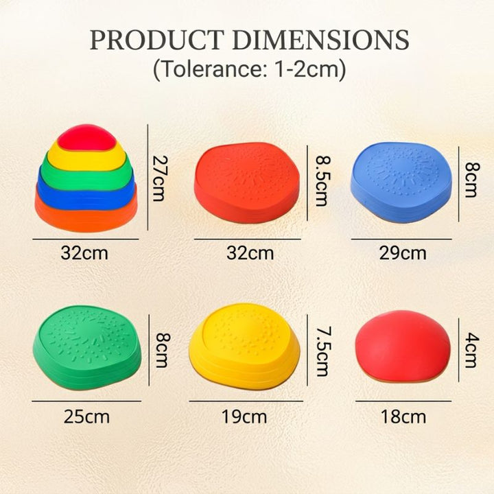 Kids Balance Stepping Stones Set – Sensory Texture Steppers (Crab &amp; Classic Designs)