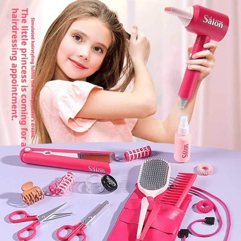 Kids Hair Salon Playset with Light & Sound - Pretend Hairdresser Toy Kit