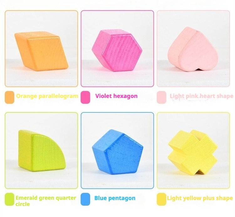 Montessori Shape Sorting Box with 12 Geometric Blocks