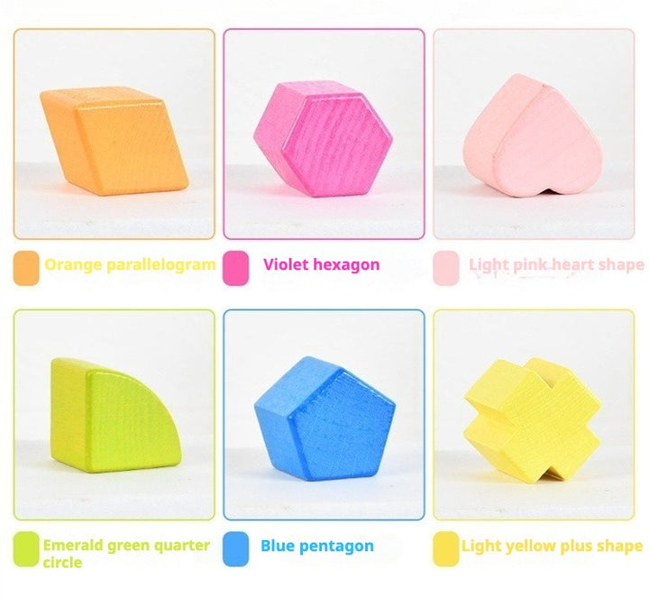 Montessori Shape Sorting Box with 12 Geometric Blocks