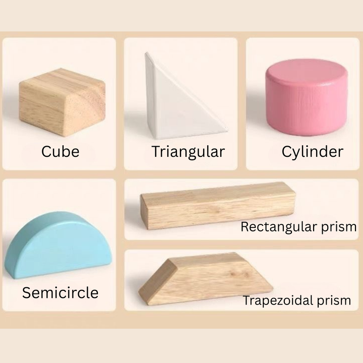 Wooden Creative Building Blocks Set – Montessori Open-Ended Puzzle &amp; Stacking Toy 46pc