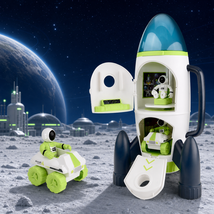 Space Explorer Rocket Playset for Kids – Astronaut Space Toy Rover Shuttle