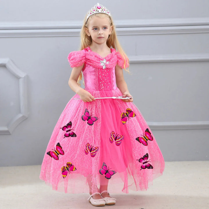 Girls Pink Princess Dress Up Costume Set – Fairy Tale Birthday Party Cosplay Outfit for Kids