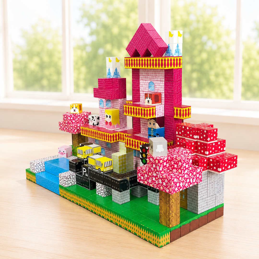 500PCS Magnetic Building Cubes for Girls – Pixel Castle Minecraft Style Construction Blocks