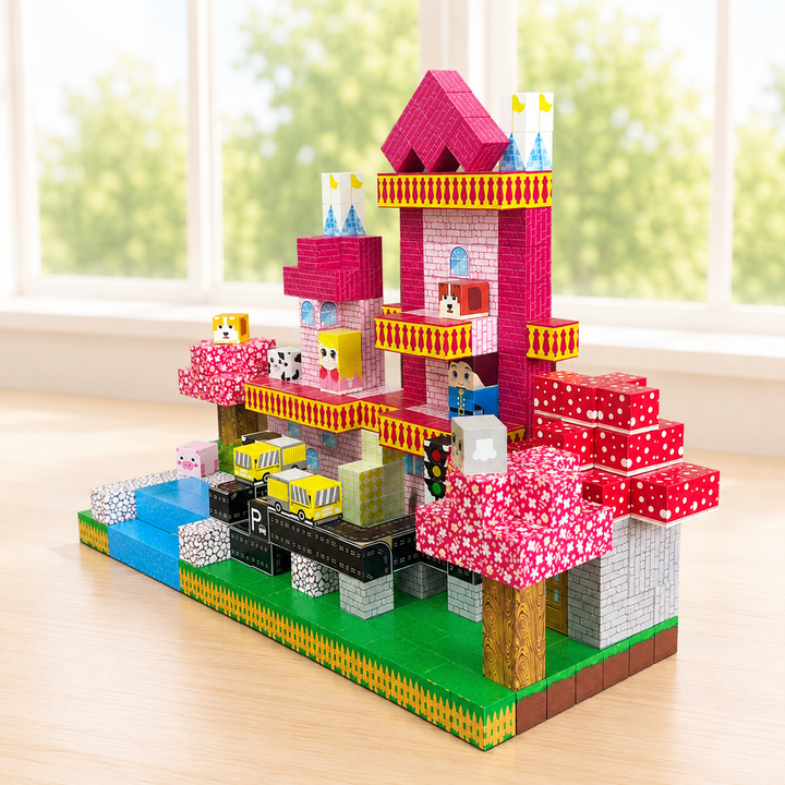 500PCS Magnetic Building Cubes for Girls – Pixel Castle Minecraft Style Construction Blocks