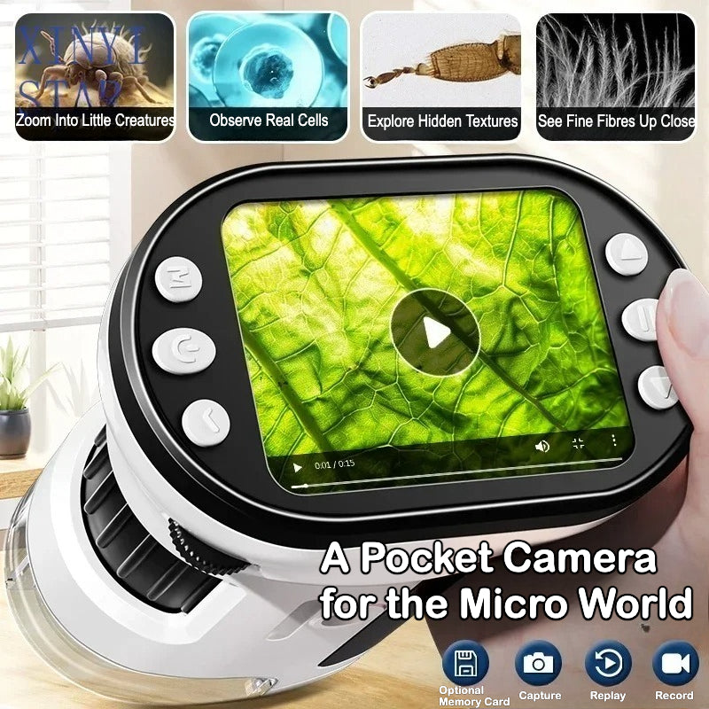 Chargeable Microscope Portable Handheld Microscope With Camera Recording 1000X Magnification ...
