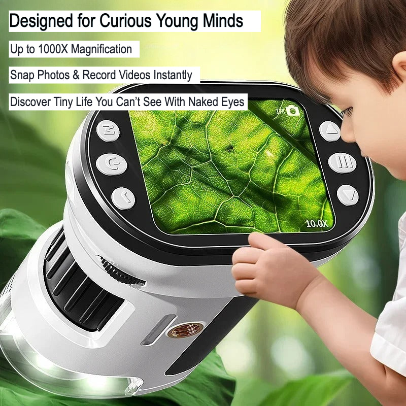 Handheld A4 Microscope Portable Handheld Microscope With Camera Recording 1000X Magnification ...