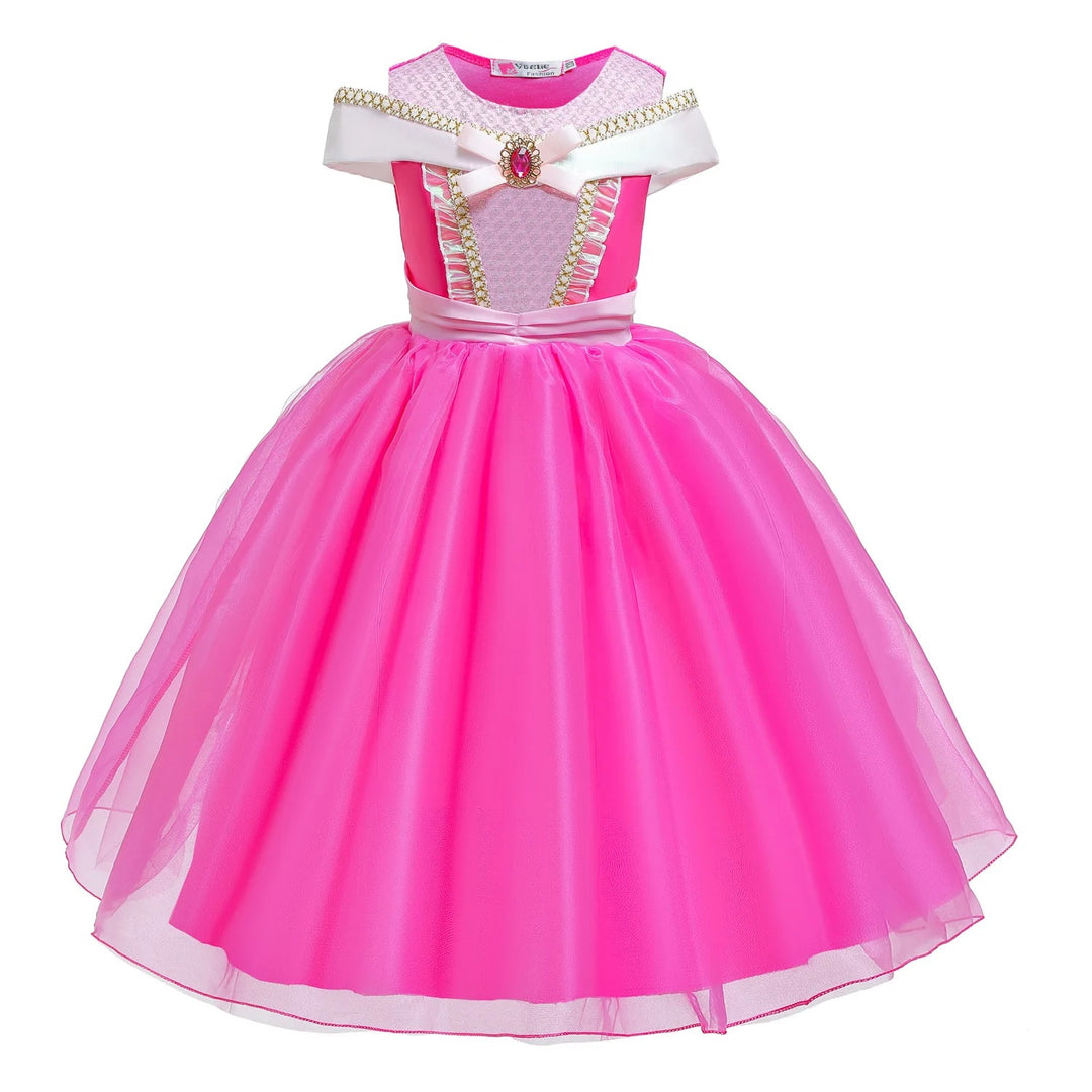 Girls Pink Princess Dress Up Costume Set – Fairy Tale Birthday Party Cosplay Outfit for Kids