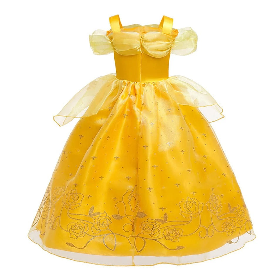 Girls Yellow Princess Belle Costume Cosplay Outfit for Kids Party
