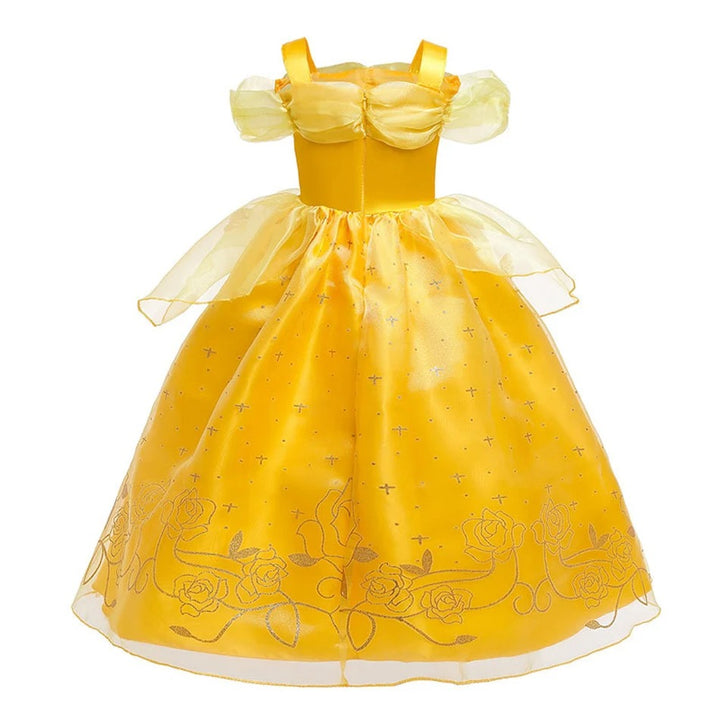 Girls Yellow Princess Belle Costume Cosplay Outfit for Kids Party