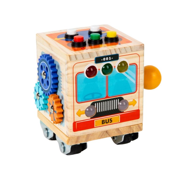 Wooden Bus Busy Cube Toy