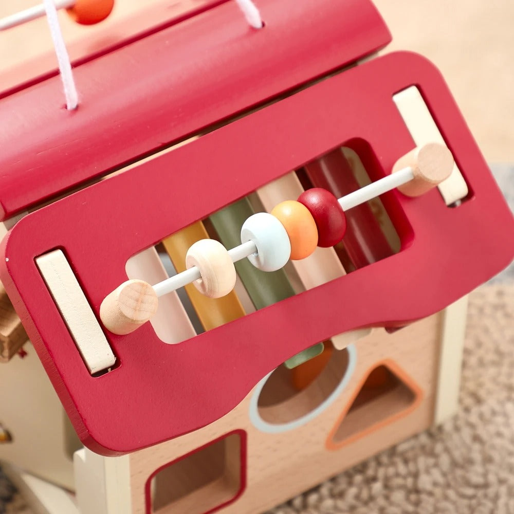 Montessori Wooden Busy Board House | Activity Cube with Detachable Roof