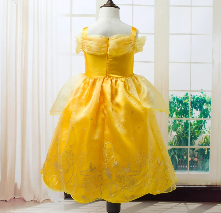 Girls Yellow Princess Belle Costume Cosplay Outfit for Kids Party