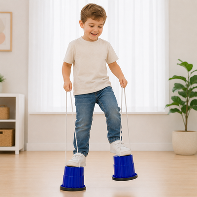 Kids Balance Stepping Buckets – Colourful Anti-Slip Coordination Stilts Set