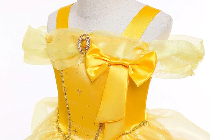 Girls Yellow Princess Belle Costume Cosplay Outfit for Kids Party