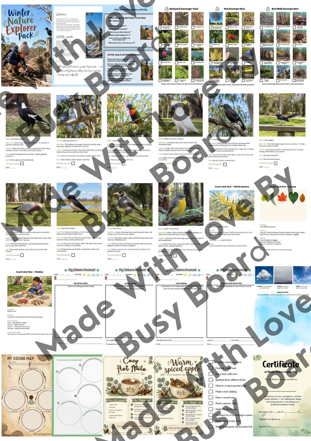 Winter Nature Explorer Pack | Australian Printable Nature Activities for Kids Ages 3–5