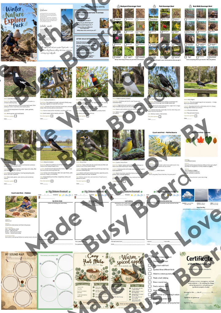 Winter Nature Explorer Pack | Australian Printable Nature Activities for Kids Ages 3–5