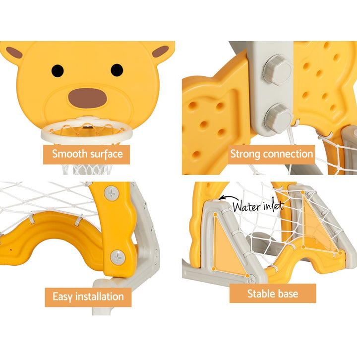 Kids Adjustable Basketball Hoop Set with Soccer, Golf, Ring Toss & Music Box –  Sports Toy