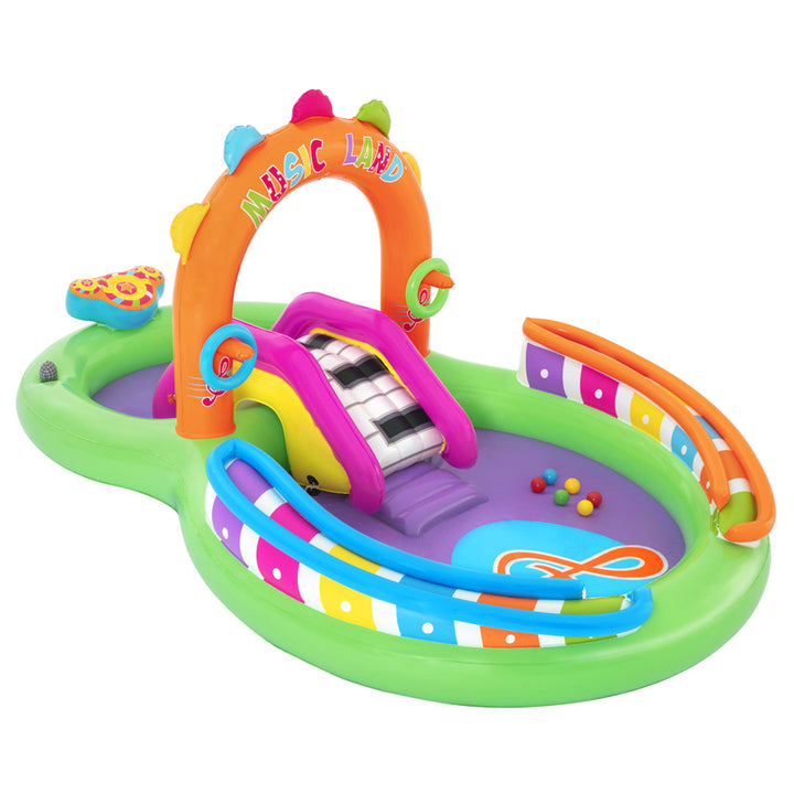 Inflatable Kids Play Pool with Slide, Sprinkler, Musical Toys & Double Pools