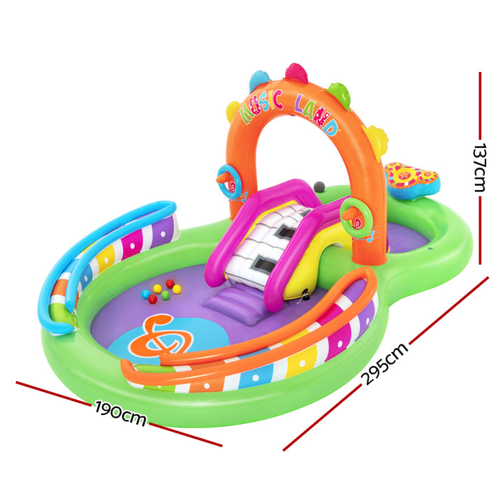 Inflatable Kids Play Pool with Slide, Sprinkler, Musical Toys & Double Pools