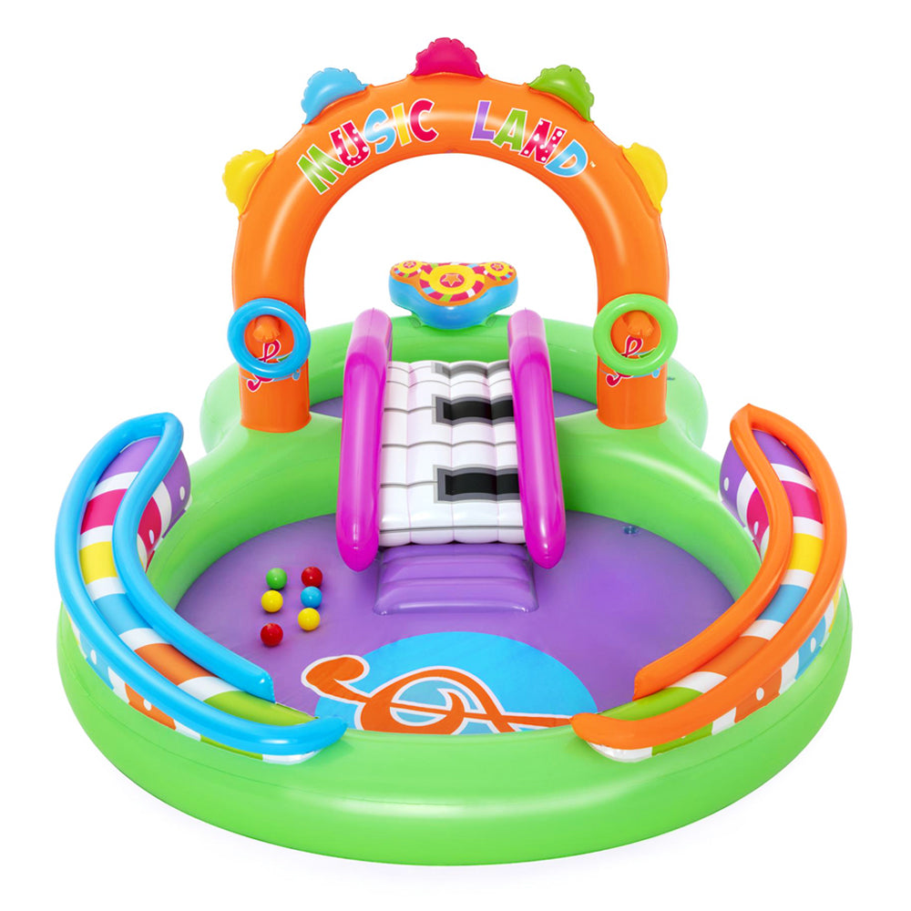 Inflatable Kids Play Pool with Slide, Sprinkler, Musical Toys & Double Pools