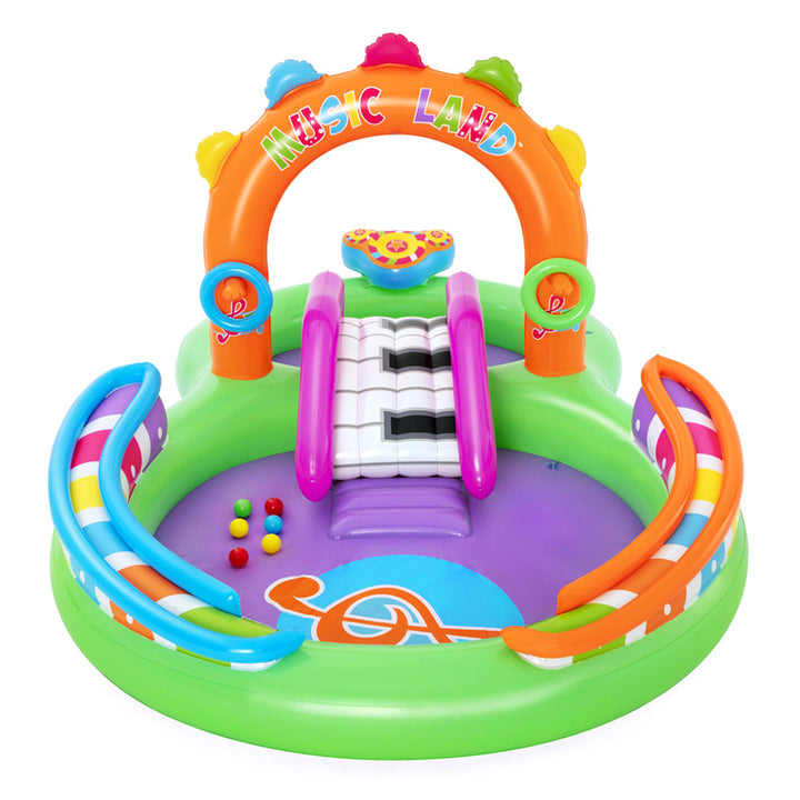 Inflatable Kids Play Pool with Slide, Sprinkler, Musical Toys & Double Pools