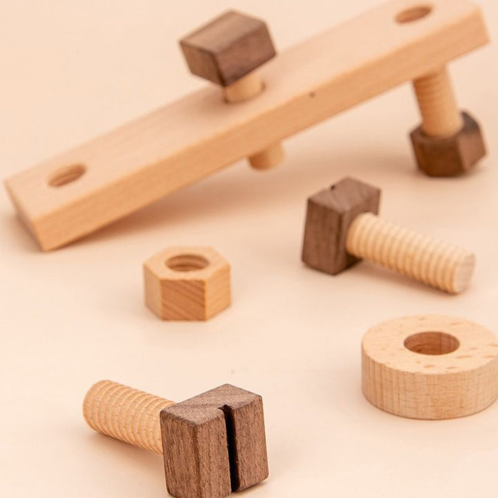 Montessori Wooden Tool Set for Kids –Pretend Play Construction Kit with Storage Box