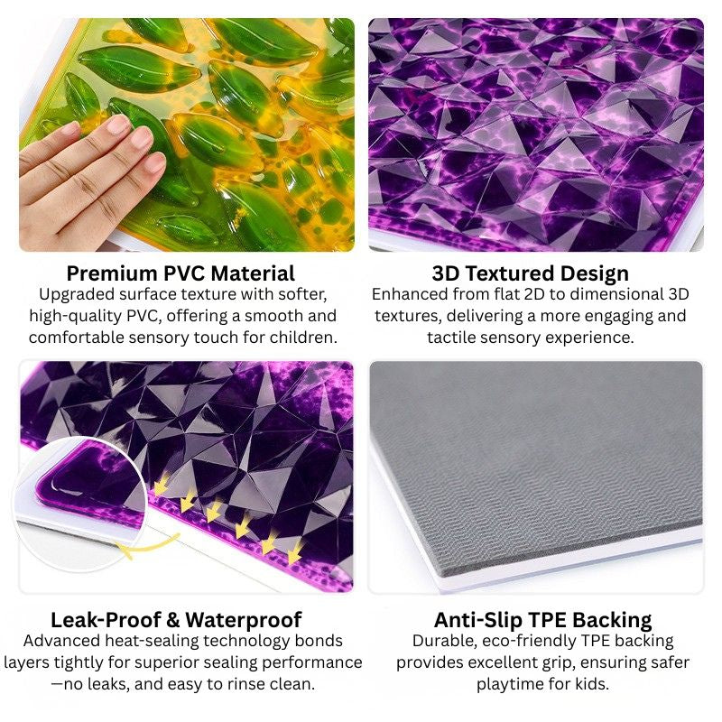 3D Liquid Sensory Floor Tiles – Kids Tactile Play Mat Set (30cm)