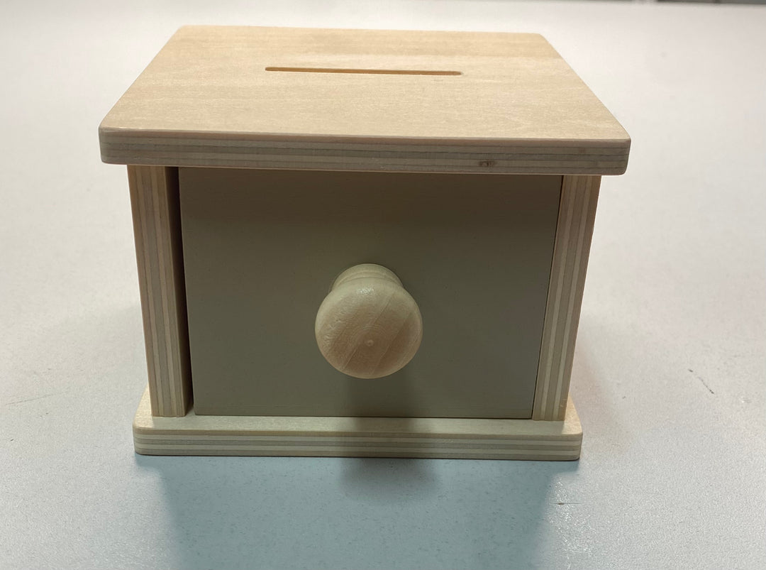 Montessori Object Permanence Box – Coin and Drawer