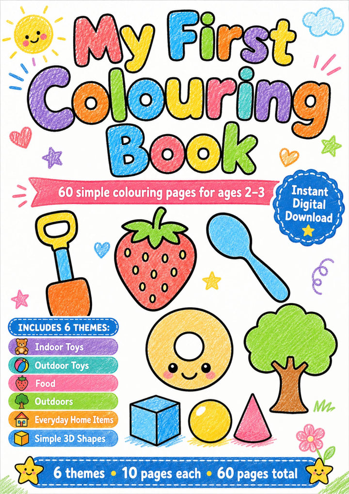 My First Colouring Book for Toddlers Ages 2-3 | 60 Simple Object Colouring Pages