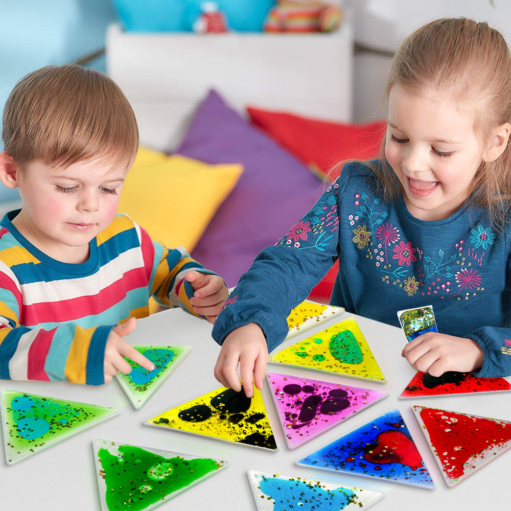 Liquid Sensory Fidget Pads – Squishy Glitter Gel Tiles (6pc / 12pc Sets)
