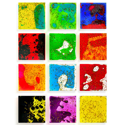 Liquid Sensory Fidget Pads – Squishy Glitter Gel Tiles (6pc / 12pc Sets)
