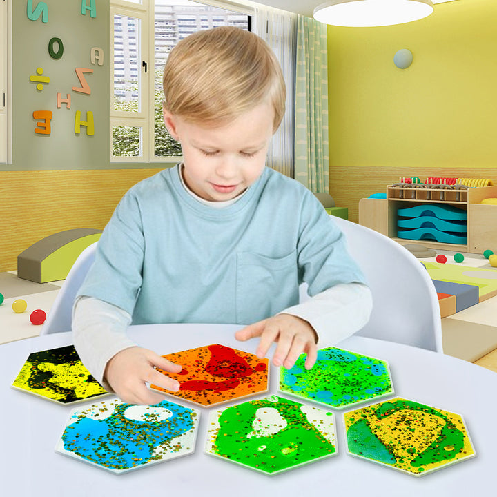 Liquid Sensory Fidget Pads – Squishy Glitter Gel Tiles (6pc / 12pc Sets)