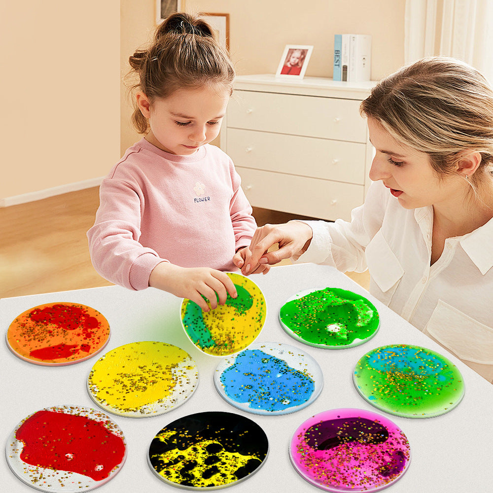 Liquid Sensory Fidget Pads – Squishy Glitter Gel Tiles (6pc / 12pc Sets)