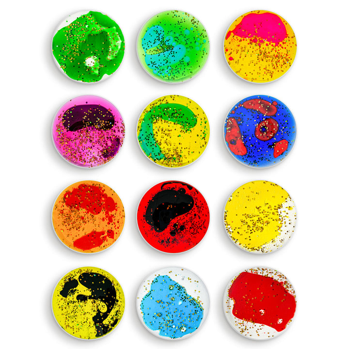 Liquid Sensory Fidget Pads – Squishy Glitter Gel Tiles (6pc / 12pc Sets)