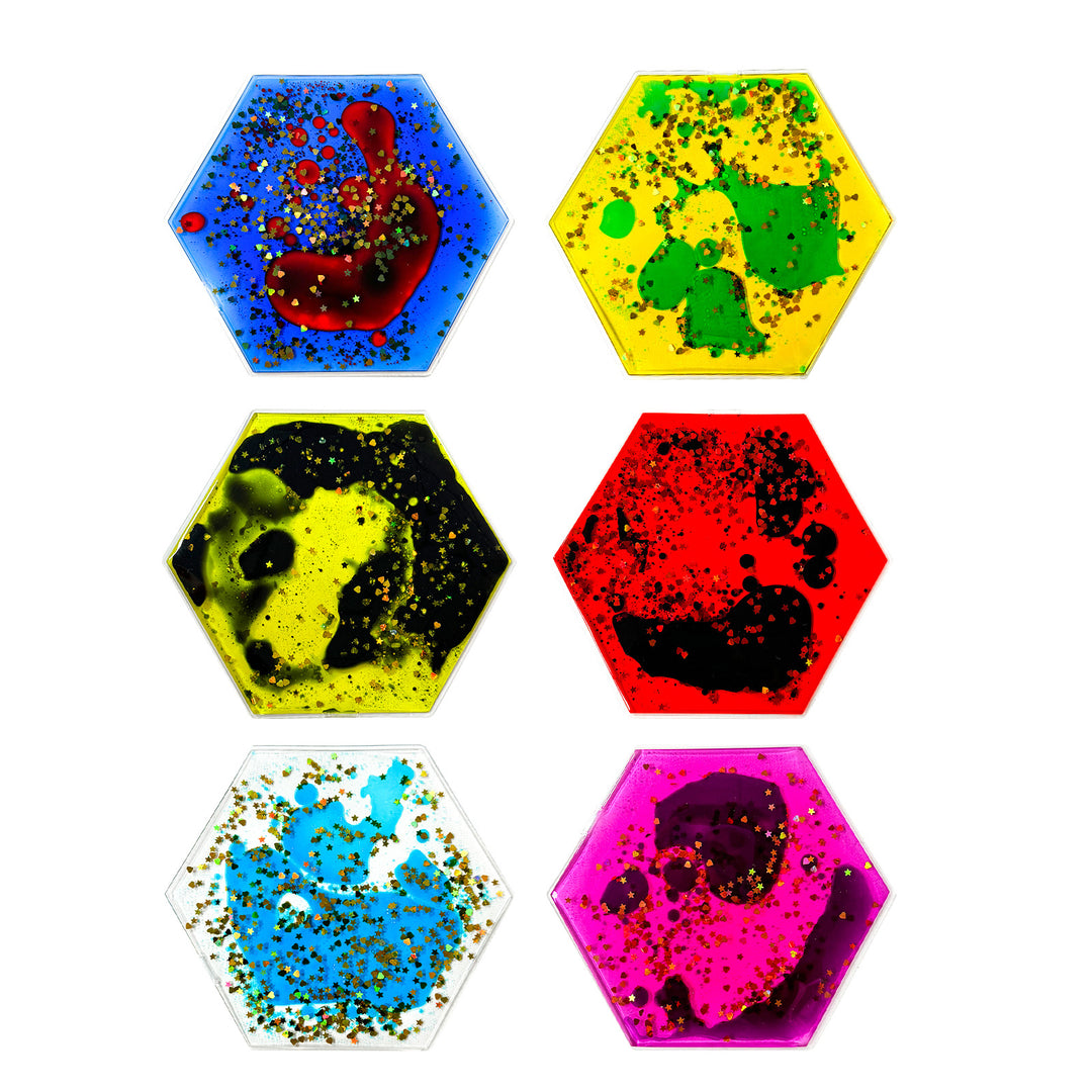Liquid Sensory Fidget Pads – Squishy Glitter Gel Tiles (6pc / 12pc Sets)